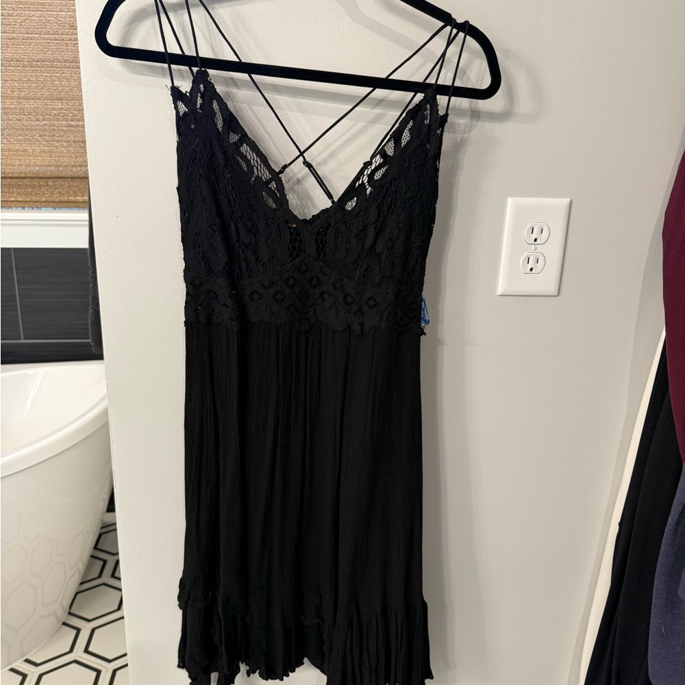 Free People Black Lace Mini Dress